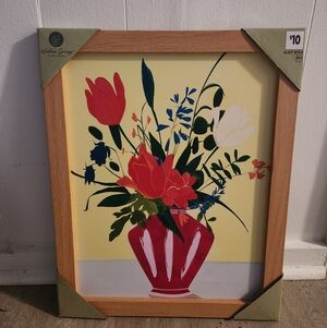 19×15.25 Inch Floral Art Print in Wooden Frame